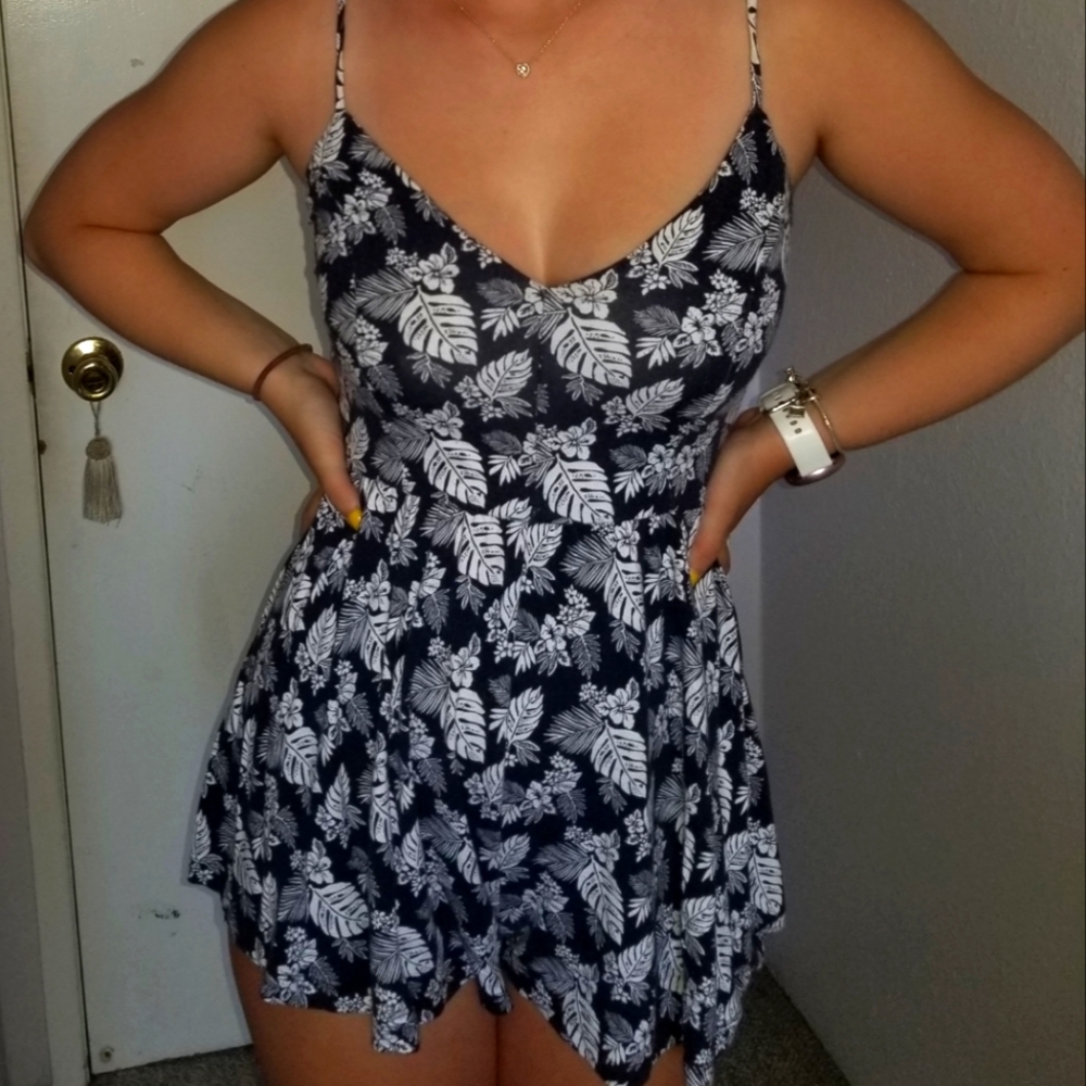 Navy floral romper